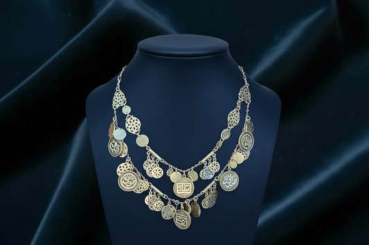 Coins Necklace with Same Stand as Single Ankh