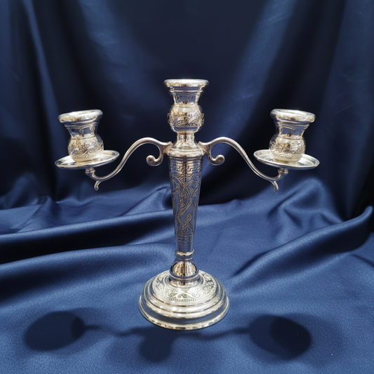 3-Arm Candelabra — Polished Silver