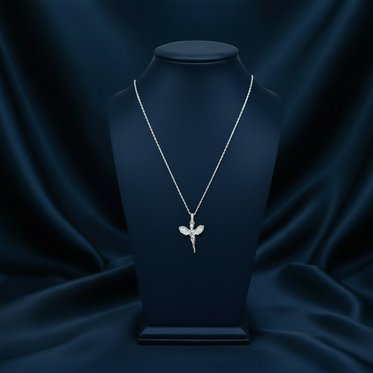 Angel Fairy Pavé Necklace - Square