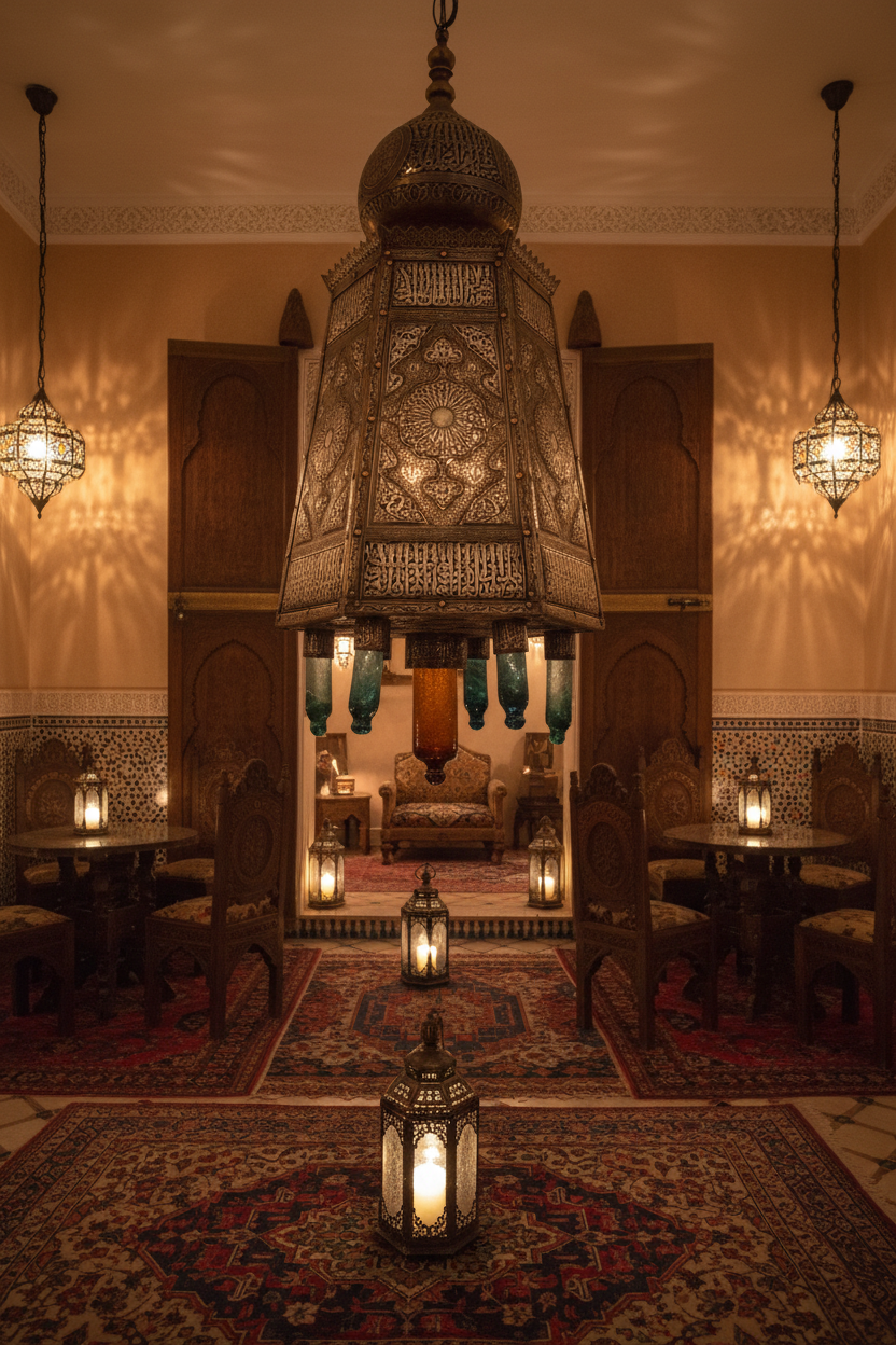 Arabic Calligraphy Chandelier — Moroccan Salon