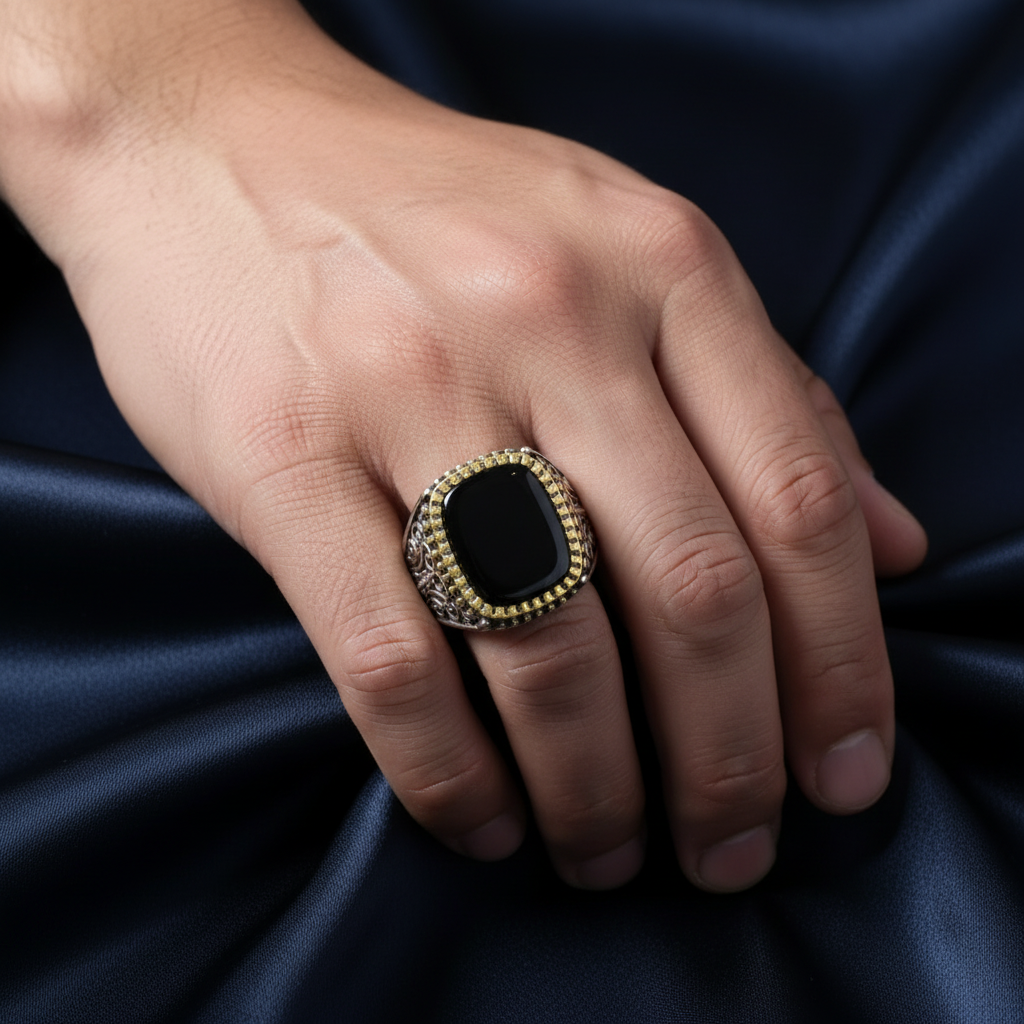Black Onyx Ring - On Hand