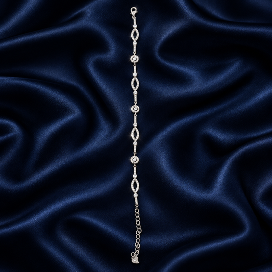 Bracelet, no stone, full shot on navy silk
