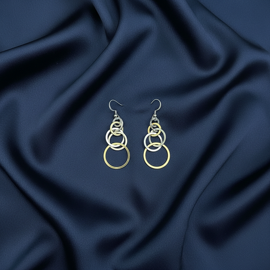 Marcasite & Mother of Pearl Drop Earrings on navy silk