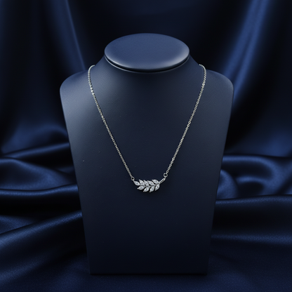 Silver Leaf Branch Necklace - Full Bust