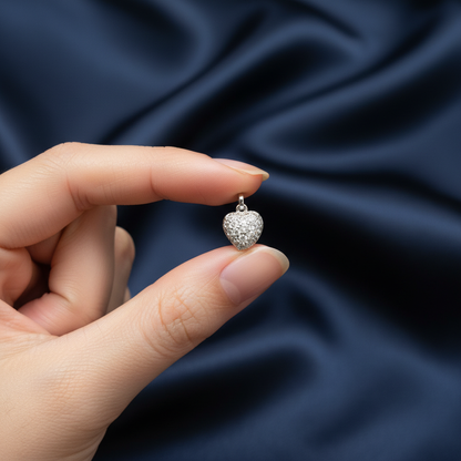 Pavé Heart Pendant held in hand
