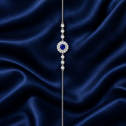 Round Zircon Halo Chain Bracelet, vertical layout
