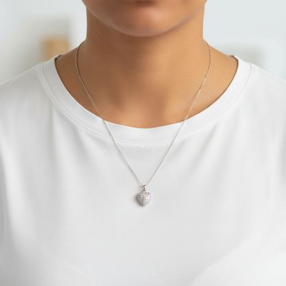 Pavé Heart Pendant worn on model