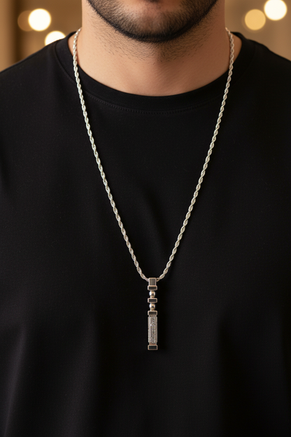 Kaaba Key Pendant – Male Model, Black T-Shirt