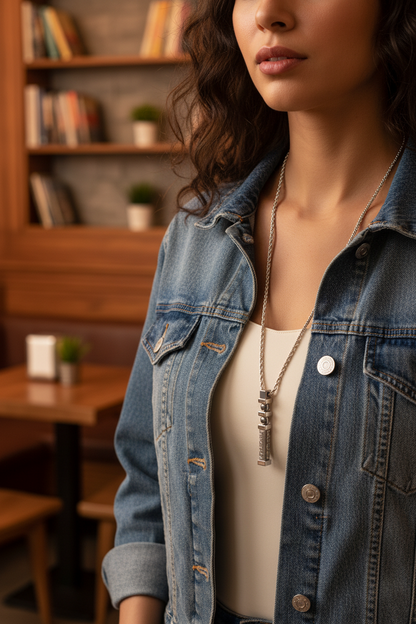 Kaaba Key Pendant – Smaller Scale, Denim Jacket