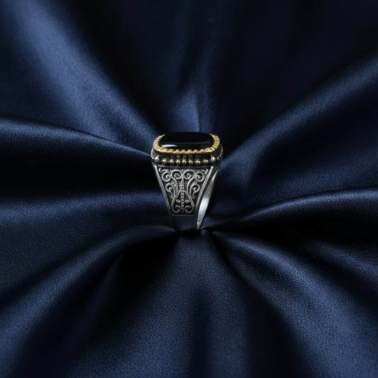 Men's Black Onyx Ring - Side Angle