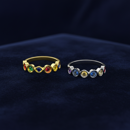 Multistone Gold and Silver Rings