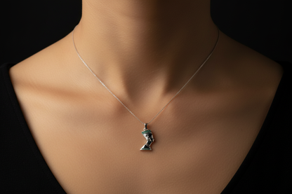 Nefertiti Pendant on Model - Correct Scale