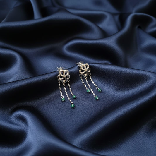 Silver Clover Chandelier Earrings