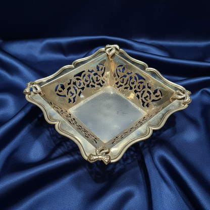 Silver Filigree Basket — Navy Background