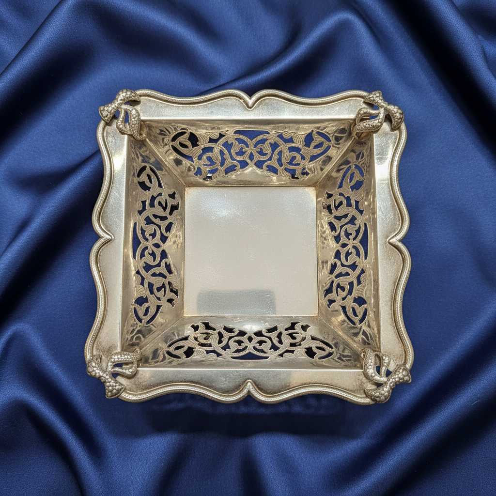 Silver Filigree Basket — Top Down View