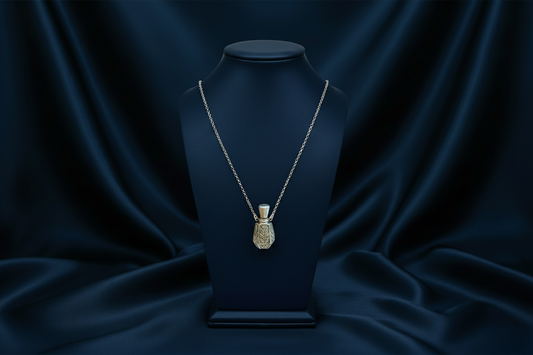 Silver Perfume Bottle Pendant - Bust