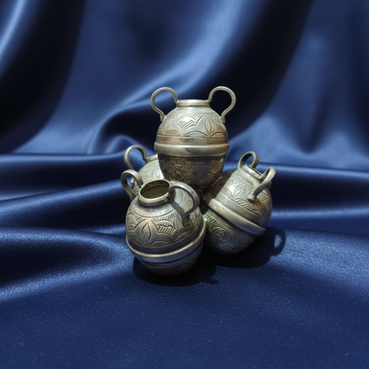 Stacked Silver Jars — Navy Silk