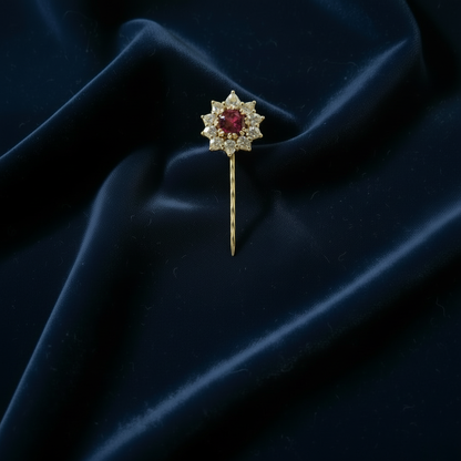 Star Ruby Brooch with Diamonds