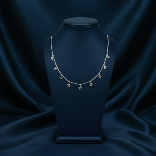 Star Smiley Charm Necklace - Square